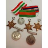 Six WWII medals including three Stars Defence and Victory medals unattributed