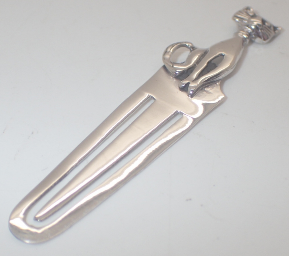 Silver cat bookmark L: 5 cm