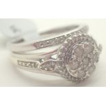 9ct white gold fancy diamond wedding set approximately 0.65ct RRP £1200.