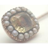 Presumed gold stick pin with citrine and seed pearls