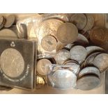 Box of UK coins including crowns