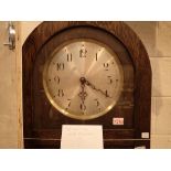 Mid century longcase clock oak veneer with weight driven movement A/F ( weights in office pre lot