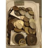 Box of mixed world and UK coins