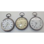 Hallmarked silver fob watch and two continental silver examples