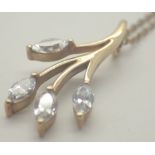 9ct gold fancy marquise stone pendant on 9ct gold chain