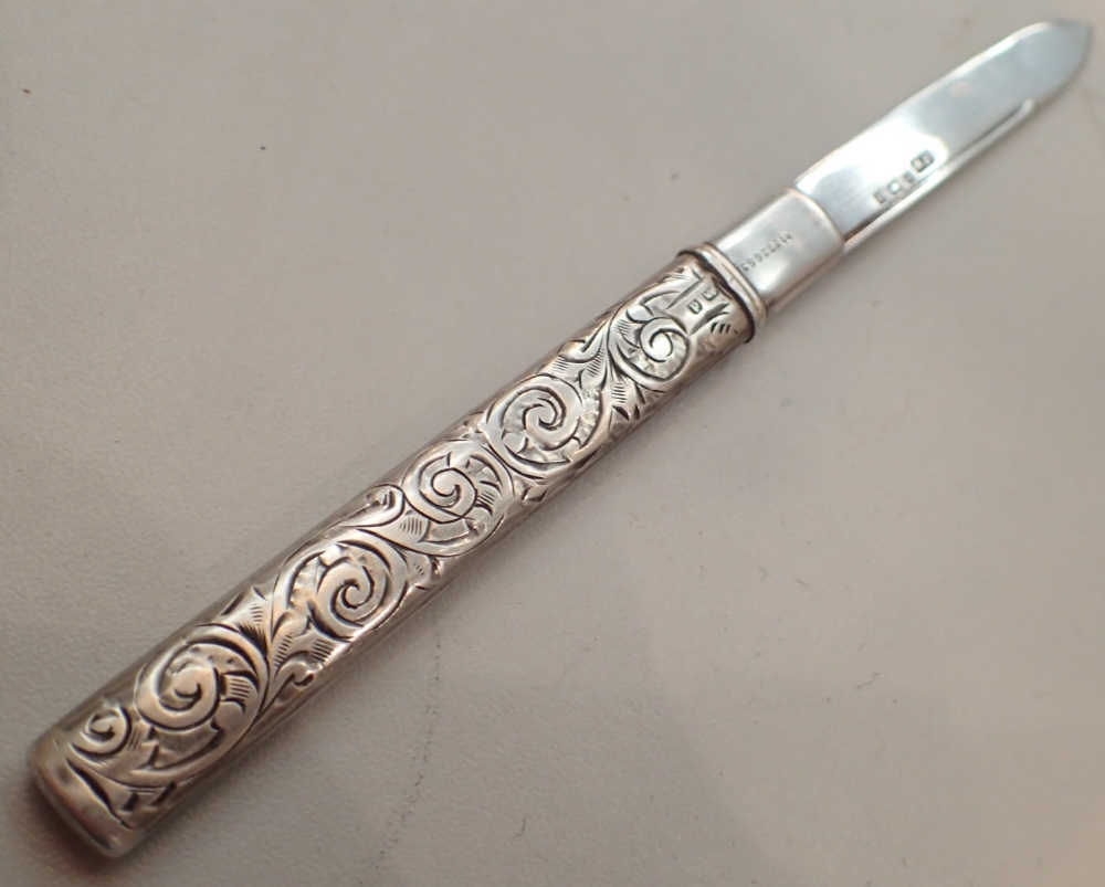 Hallmarked silver fruit knife with silver blade and handle