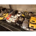 3 trays mainly 1/18th scale cars Mercedes e-type Ferrari etc