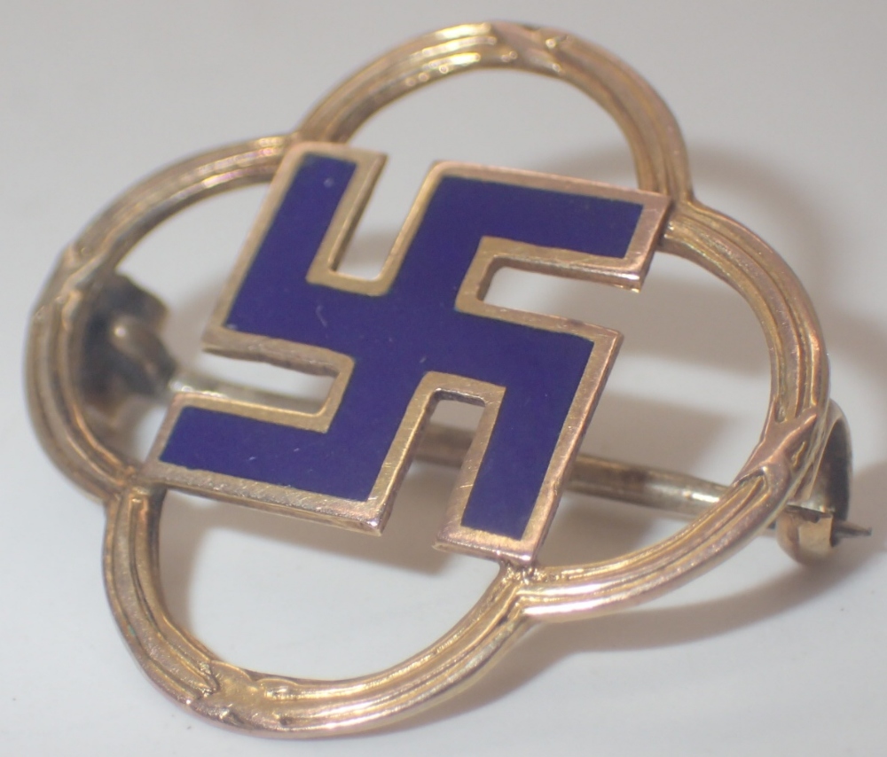 9ct gold German Swastika badge