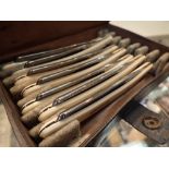 Set of seven cutthroat razors by Solingen in a leather case