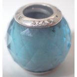 925 silver genuine Pandora blue glass charm