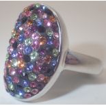 925 silver multi-coloured kidney bean ring size P / Q