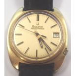 Bulova Acutron 18ct gold cased gents wristwatch the circular gilt dial having baton chapters and