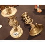 Pair of brass ships candle holders