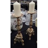 Pair of large brass candlesticks H: 60 cm