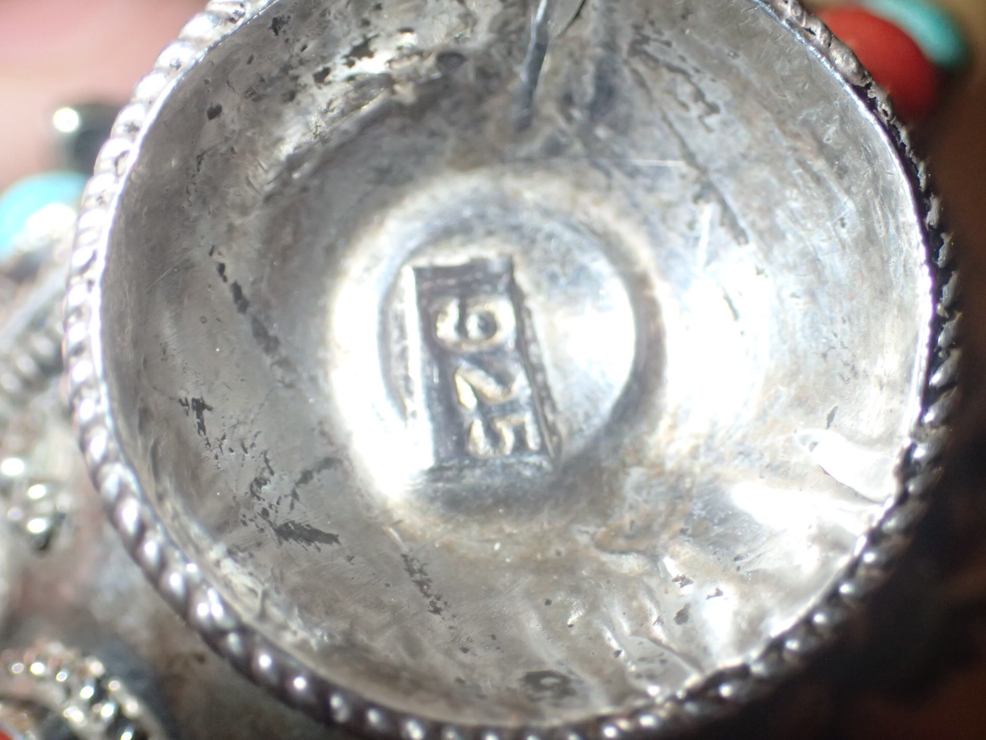 Chinese silver bloodstone and turquoise decorated perfume bottle 925 stamped to base - Image 3 of 3