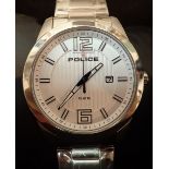 Boxed new old stock gents white faced wristwatch on a steel bracelet CONDITION REPORT: