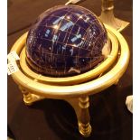 Semi precious stone globe on a marble base D: 25 cm