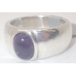 925 silver heavy purple stone ring probably amethyst size O