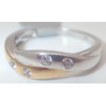 925 silver and gold plated stone set ring size S