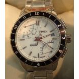 Boxed new old stock gents intelligent quartz stainless steel Timex wristwatch on matching strap