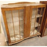 Twin door walnut glazed display cabinet 106 x 33 x 115 cm H