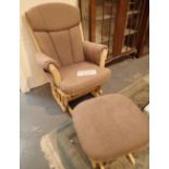 Modern upholstered rocking chair and stool