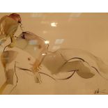 Inga Kallagova Reflecting Female nude ink and watercolour on paper 45 x 35 cm