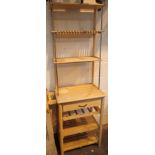 Free standing pine kitchen unit with three shelves and drawers with wine rack 60 x 41 x 192 cm H(