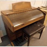 Gem electric organ in roll top cabinet with Leslie speaker complete with stool and quantity of