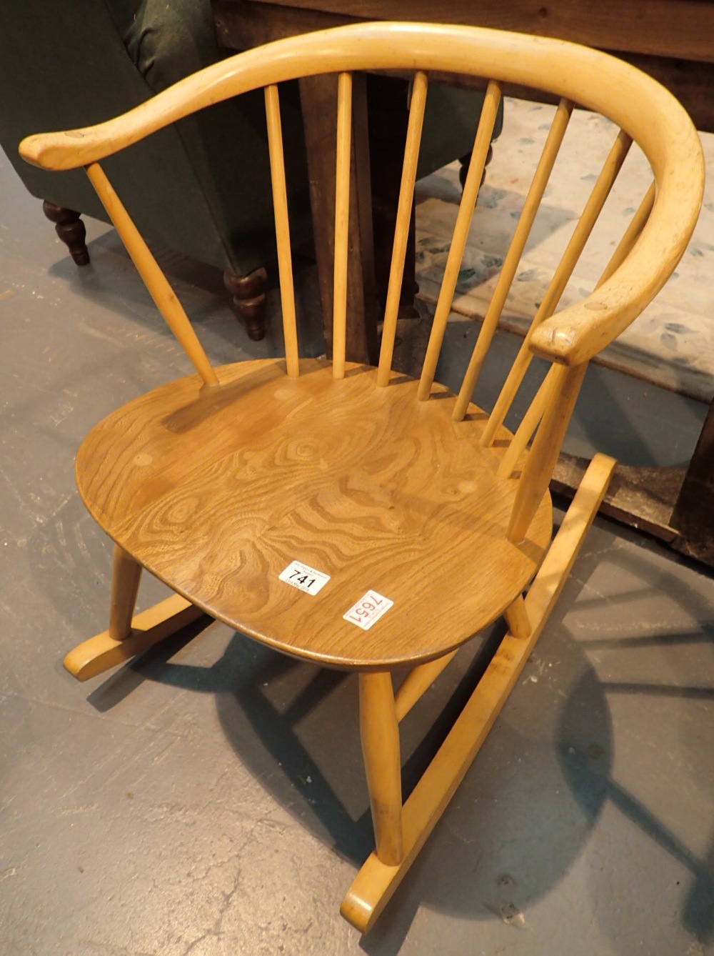 Small size Ercol elm seated rocking chair