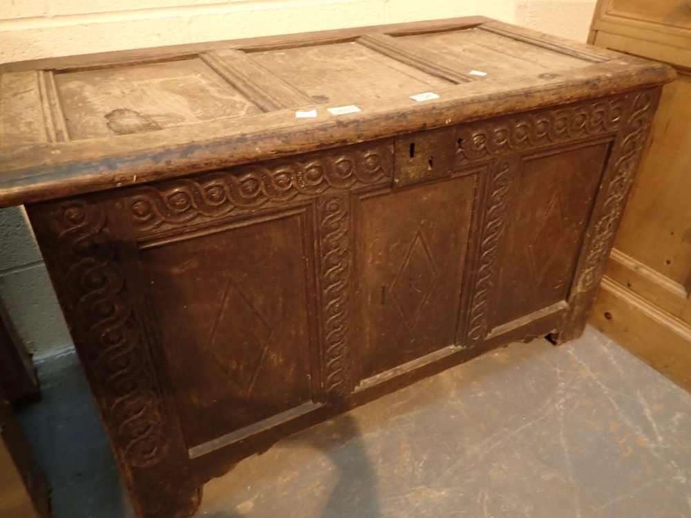 Large antique oak chest with candle box 105 x 55 x 63 cm H