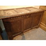 Large antique oak chest with candle box 105 x 55 x 63 cm H