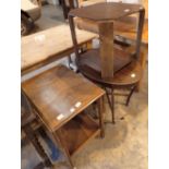 Small oval side table on castors small octagonal table with shelf and small dropleaf table