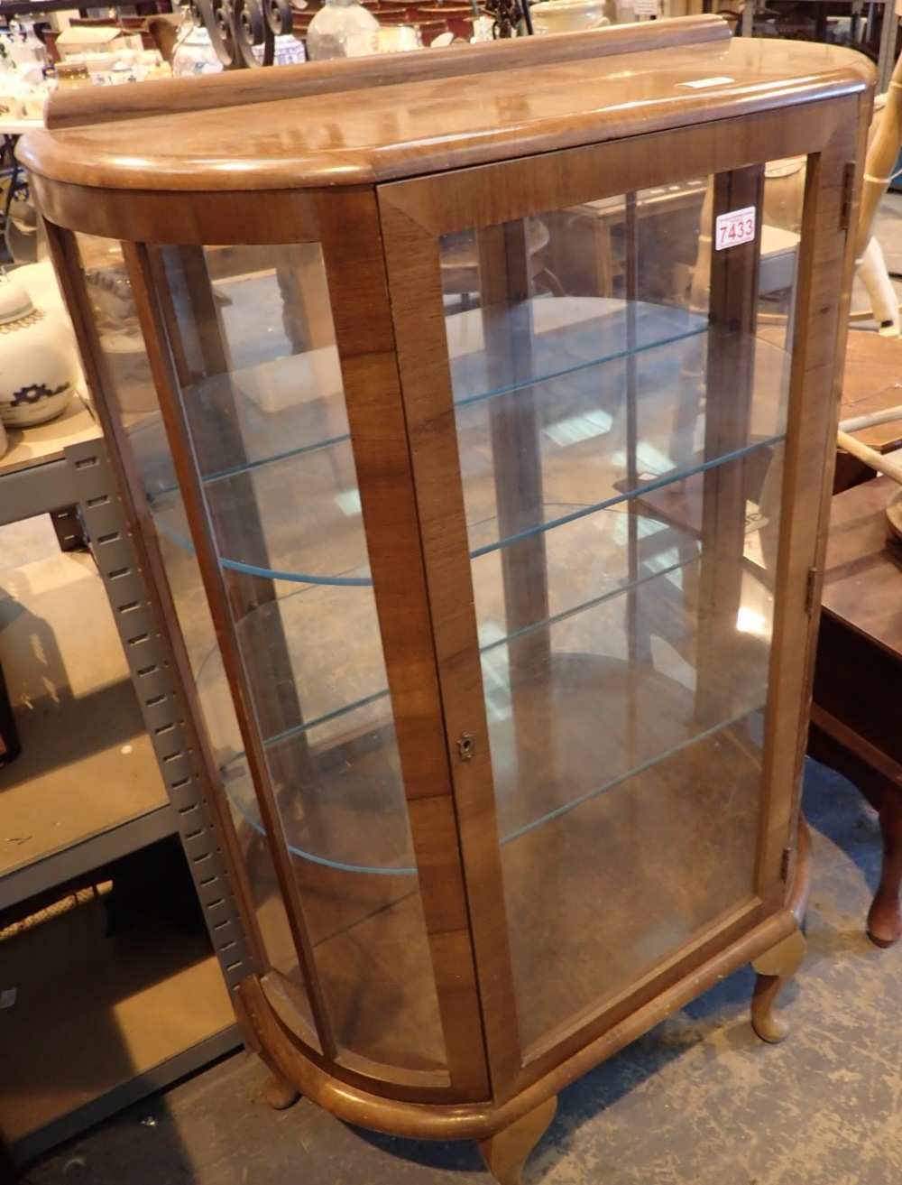 Mid century walnut display glazed cabinet