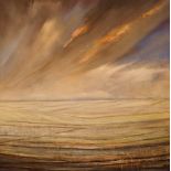 Acrylic on canvas Orange Sky by local artist Michael Fargher 90 x 90 cm