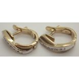 9ct yellow and white gold stone set hinged earrings