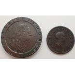 George III cartwheel two pence and an 1807 penny