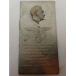 Aluminium plaque with Hitler eagle and swastika 24 x 16 cm