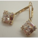 Pair of 14ct yellow gold CZ set earrings