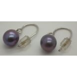 925 silver genuine blue pearl earrings