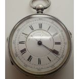 H Samuel silver chronograph pocket watch