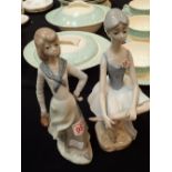 Two ceramic female Spanish figurines