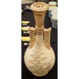 Large Royal Worcester twin handled Blush Ivory vase H: 34 cm