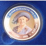 Cook Islands 2002 Queen Mother commemorative coin with enamelled picture