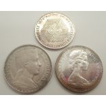 Three 925 silver coins including Canadian dollar