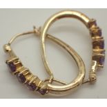 9ct gold fancy amethyst hoop earirngs