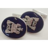 18ct white gold Sultan of Brunei Arms cufflinks by Asprey & Co 21.