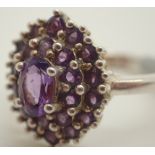 925 silver amethyst cluster ring size N