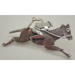 Jockey and horse brooch stamped 925