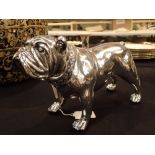 Chromed resin bulldog statue with stone set collar H: 16 cm